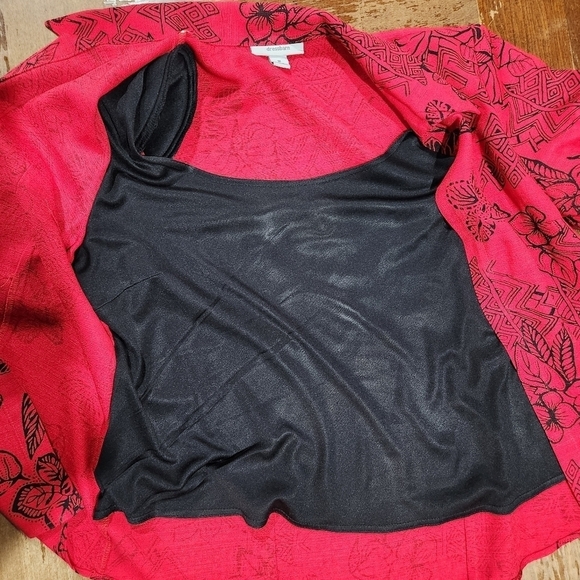 Dressbarn Red Hawaiian Floral Blouse with attached Cami Size M - Picture 6 of 8